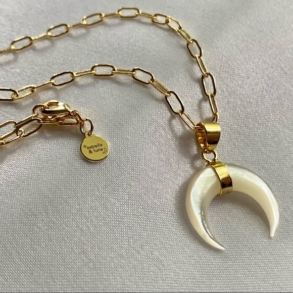 ❗️Last One❗️Mother of Pearl Double Horn Gold Necklace - Picture 11 of 12